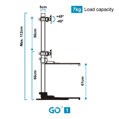 Yo-Yo DESK GO 1 Pole Mounted Single Screen Standing Desk Converter