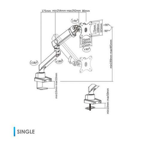 Deluxe SINGLE - Gas Spring Assisted Monitor Arm