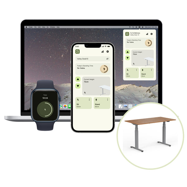 Yo-Yo DESK WELLNESS 2+ Extra Height Standing Desk with Wellness APP